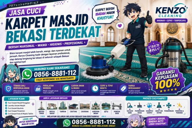 Jasa Cuci Karpet Masjid di Bekasi kmy