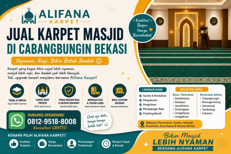 Jual Karpet Masjid di Cabangbungin Bekasi – Nyaman, Rapi, & Bikin Betah Ibadah
